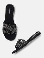 Marc Loire Womens Black Ethnic Round Toe Flats