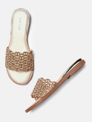 Marc Loire Womens Gold Ethnic Round Toe Flats