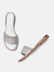 Marc Loire Womens Silver Ethnic Round Toe Flats