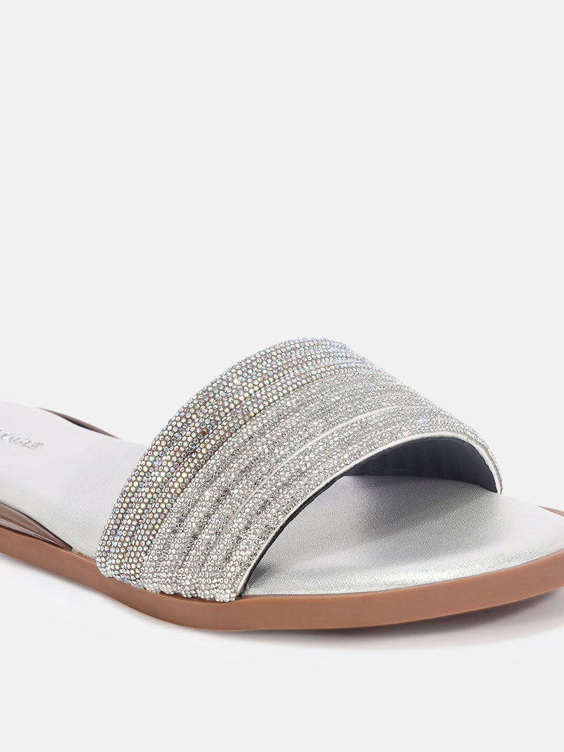 Marc Loire Womens Silver Ethnic Round Toe Flats