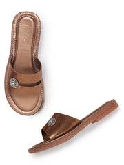 Marc Loire Womes Copper Solid Open Toe Flats