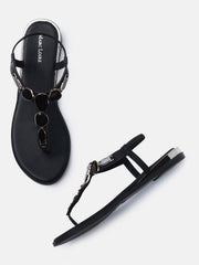 Marc Loire Womens Black Backstrap Solid Flats Sandals