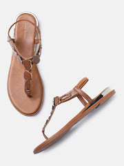 Marc Loire Womens Tan Backstrap Solid Flats Sandals