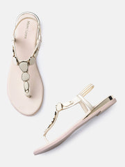 Marc Loire Womens Cream Backstrap Solid Flats Sandals