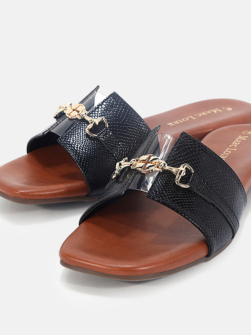 Marc Loire Womens Black Casual Square Toe Flats