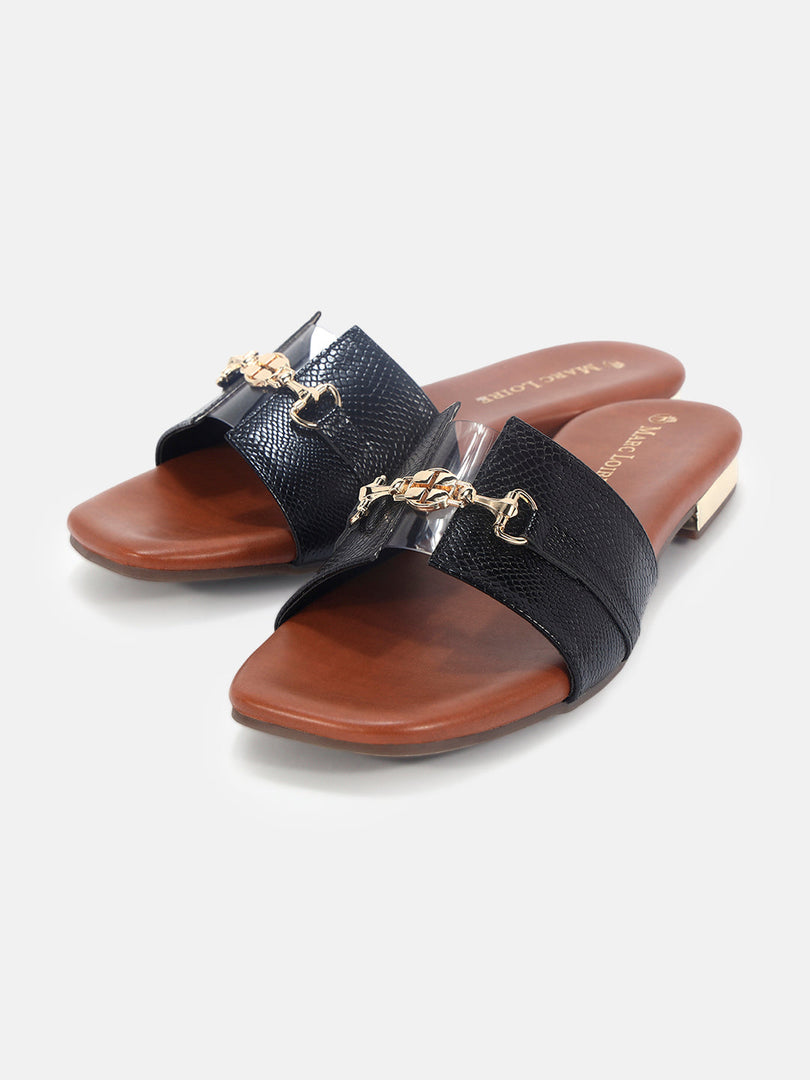 Marc Loire Womens Black Casual Square Toe Flats