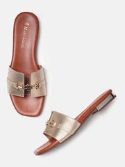 Marc Loire Womens Gold Casual Square Toe Flats