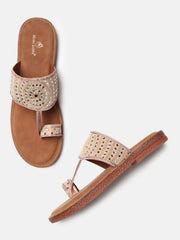 Marc Loire Womens Rose Gold Ethnic Round Toe Flats