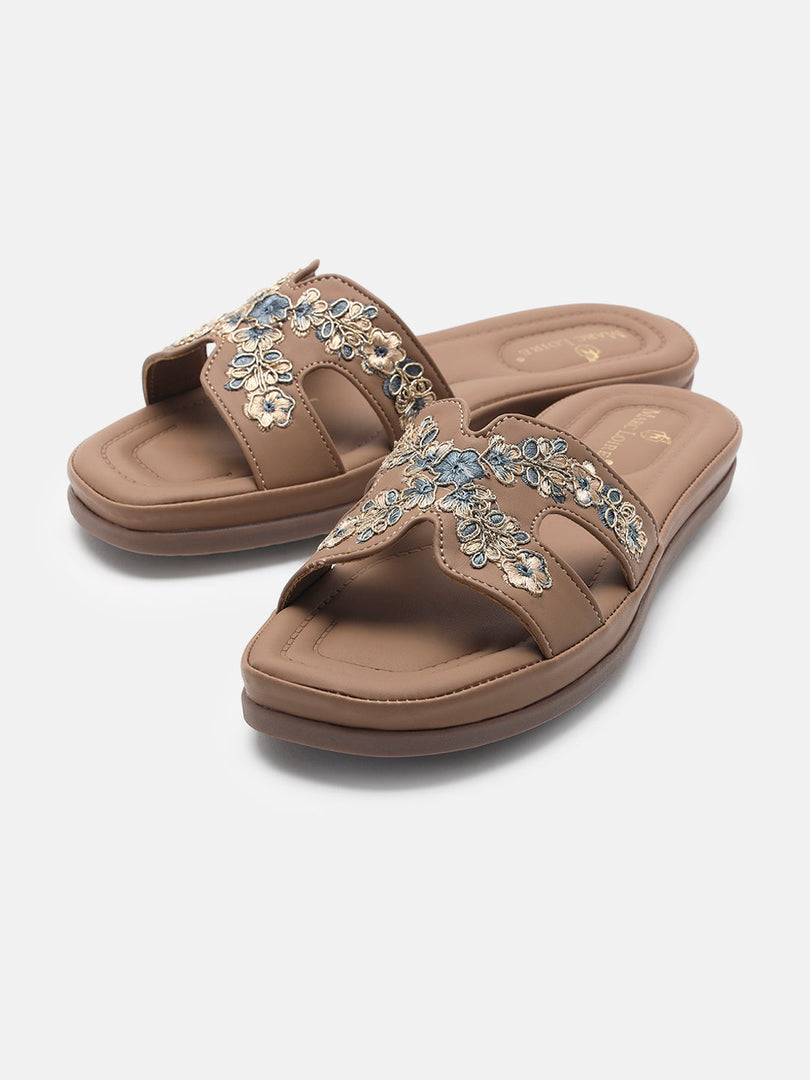 Marc Loire Womens Ethnic Open Toe Tpr Flats