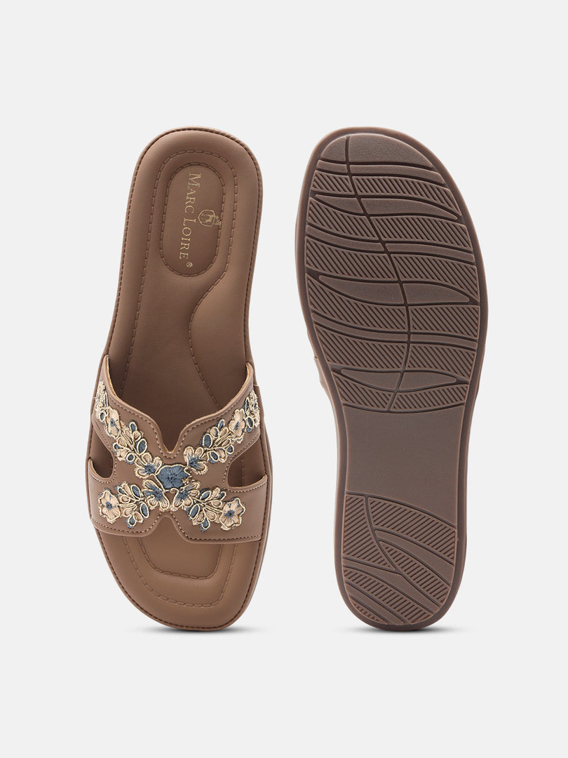 Marc Loire Womens Ethnic Open Toe Tpr Flats