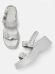 Marc Loire Women Solid Grey Platform Heels Sandals