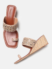 Marc Loire Womens Cream Ethnic Wedge Sandals Heels