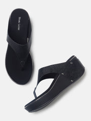 Marc Loire Womens Black Casual Wedge Sandals Heels