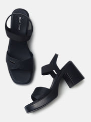Marc Loire Womens Black Casual Block Sandals Heels