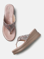 Marc Loire Womens Rose Gold Ethnic Round Toe Flats