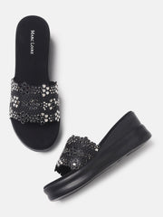 Marc Loire Womens Black Wedge Casual Heels