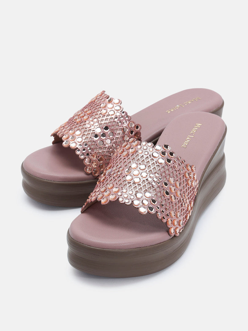 Marc Loire Womens Rose Gold Wedge Casual Heels