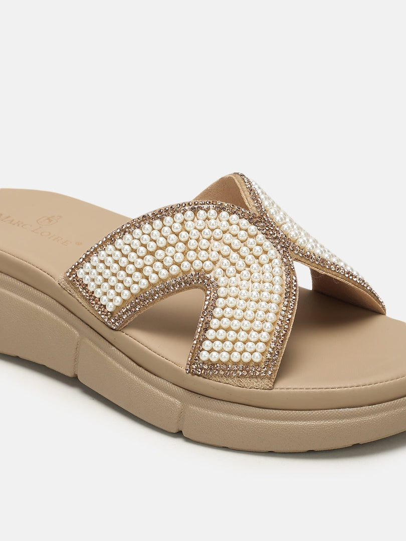 Marc Loire Womes Beige Flatform Heels