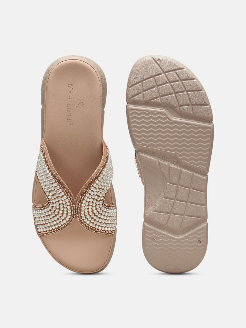 Marc Loire Womes Nude Flatform Heels