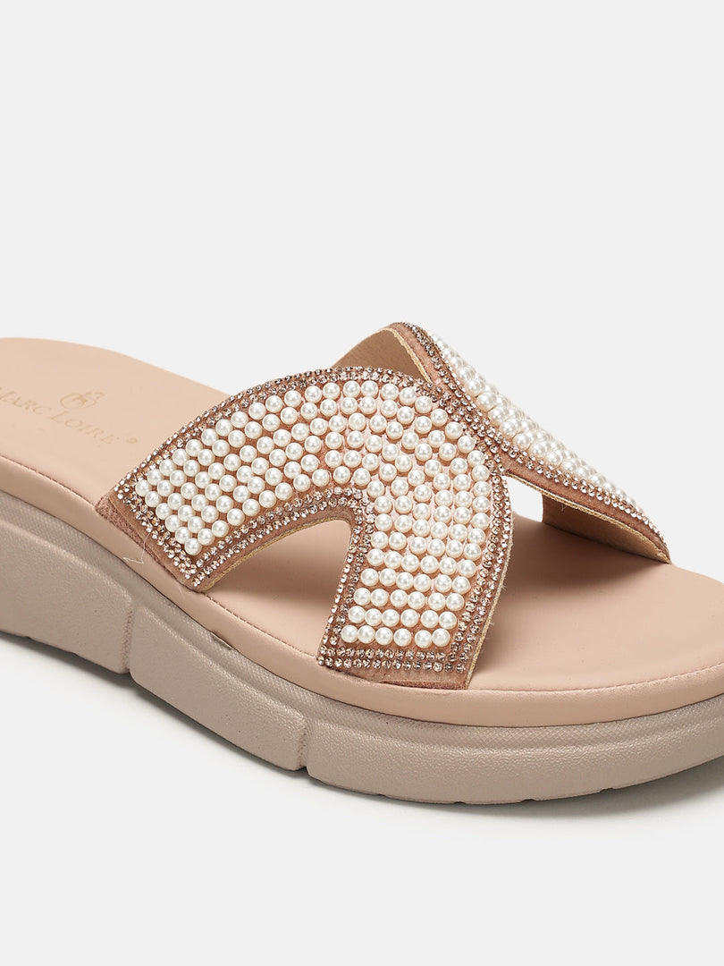 Marc Loire Womes Nude Flatform Heels