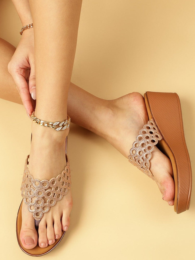 Marc Loire Womes Rose Gold Flatform Heels