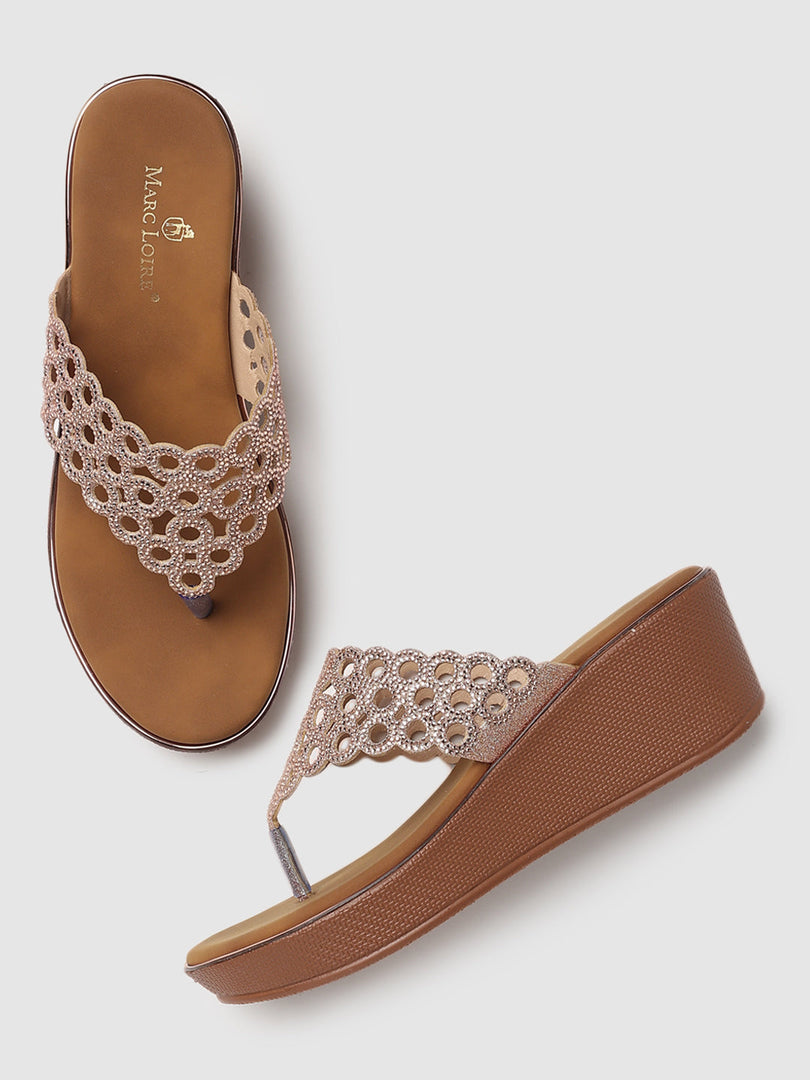 Marc Loire Womes Rose Gold Flatform Heels