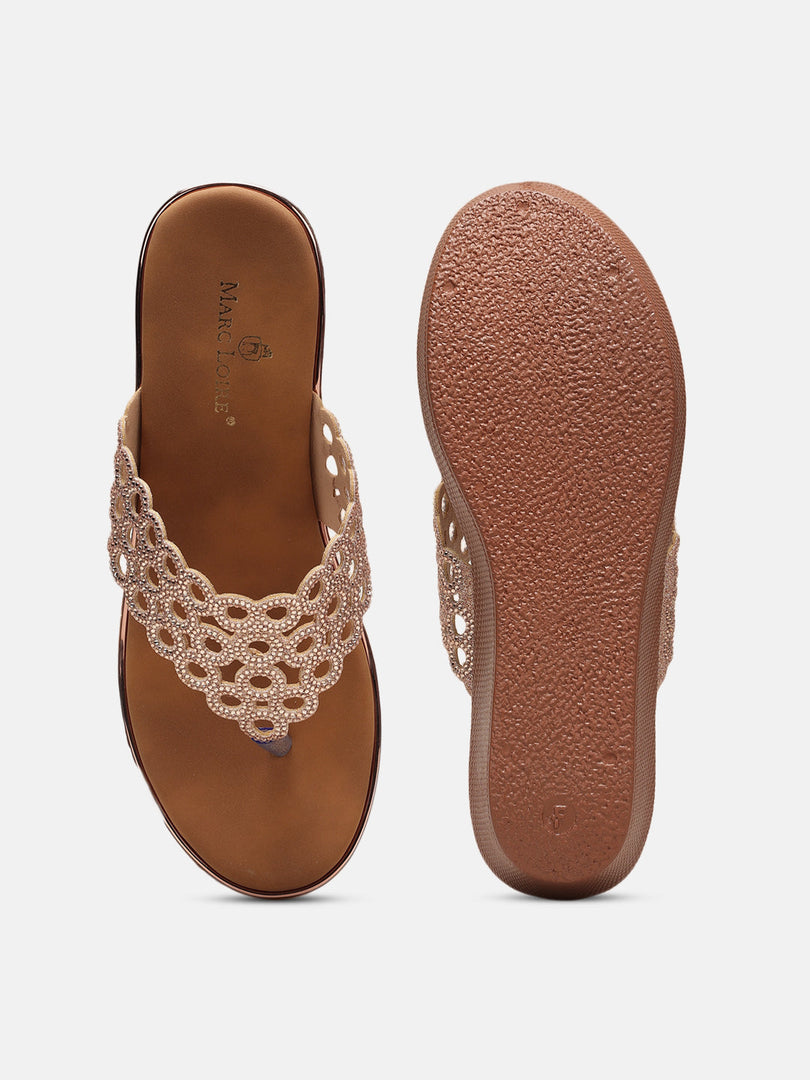 Marc Loire Womes Rose Gold Flatform Heels