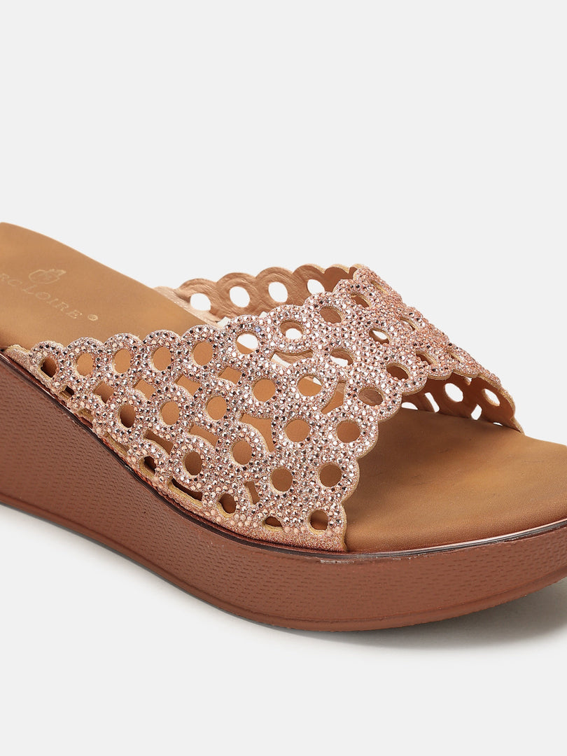 Marc Loire Womes Rose Gold Flatform Heels