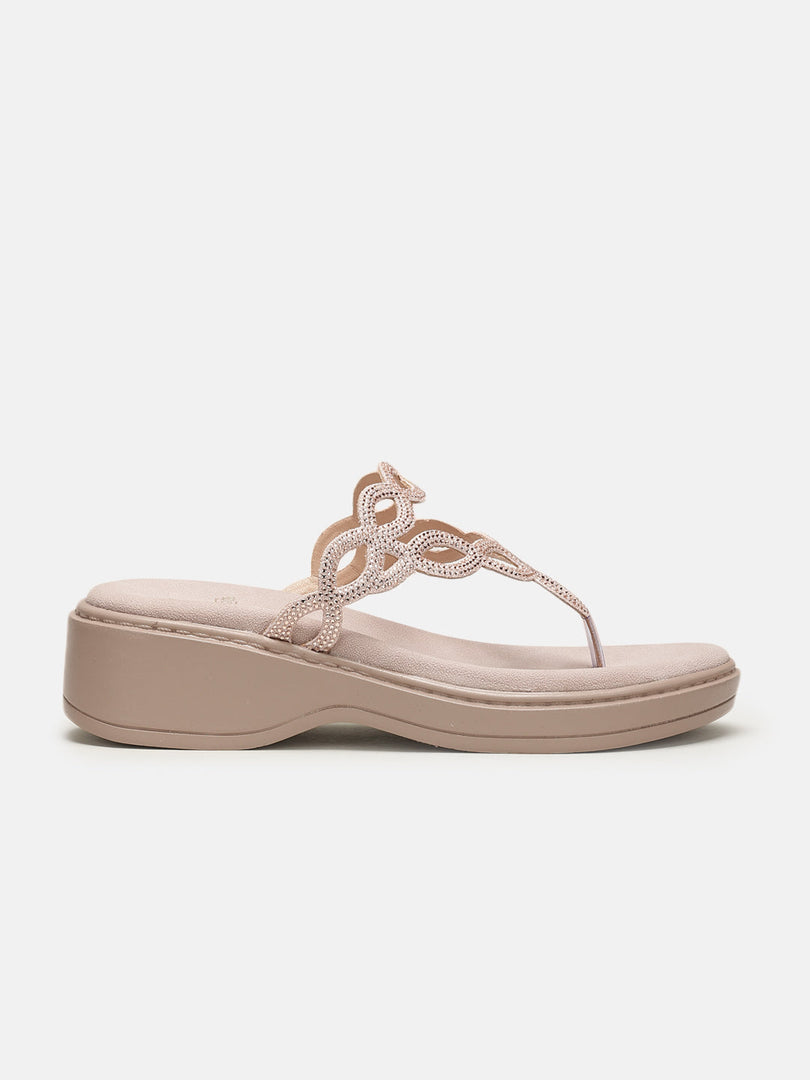 Marc Loire Womes Nude Flatform Heels