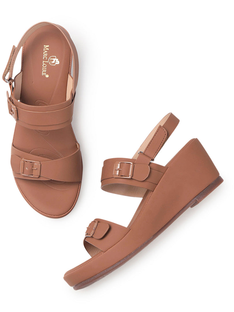 Marc Loire Womes Brown Casual Backstrap Fashion Sandals Heels