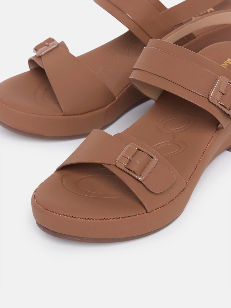 Marc Loire Womes Brown Casual Backstrap Fashion Sandals Heels