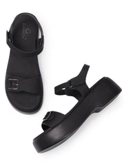 Marc Loire Womes Black Casual Backstrap Fashion Sandals Heels