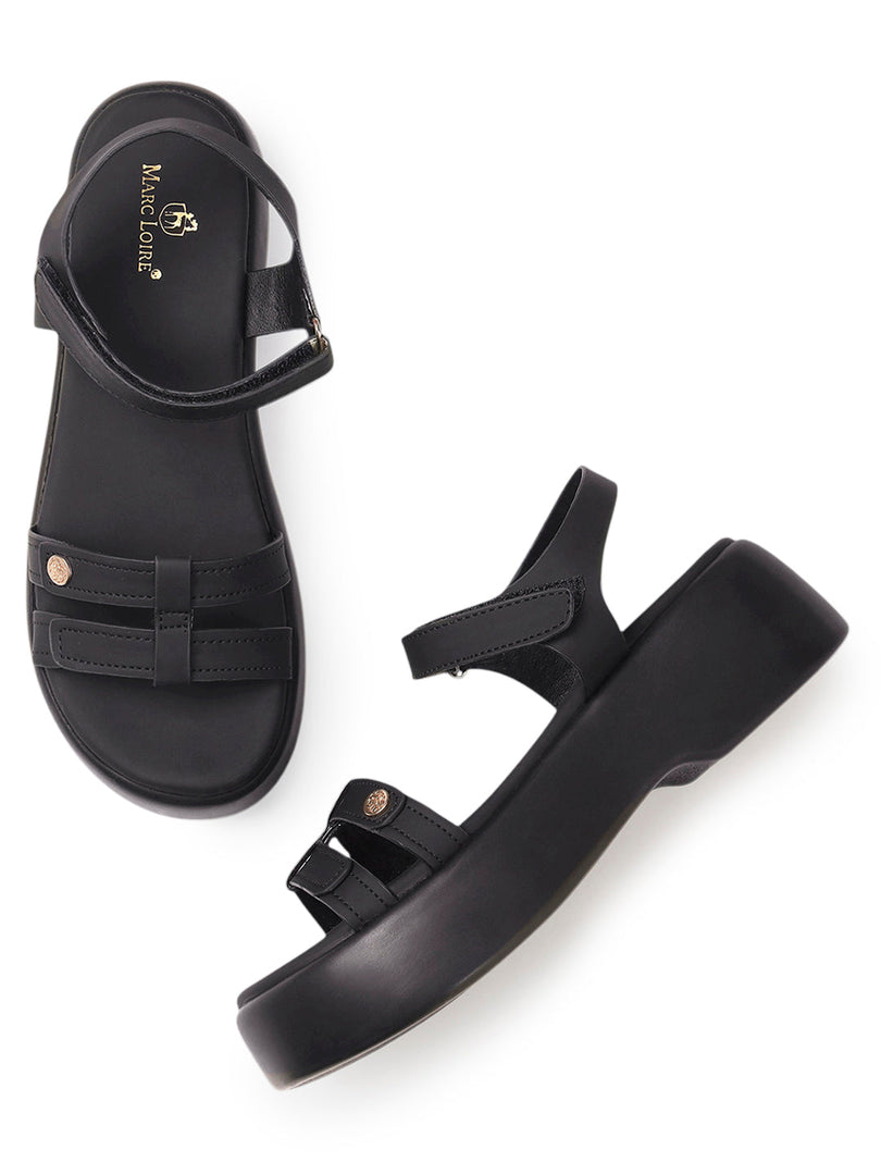 Marc Loire Womes Black Casual Backstrap Fashion Sandals Heels