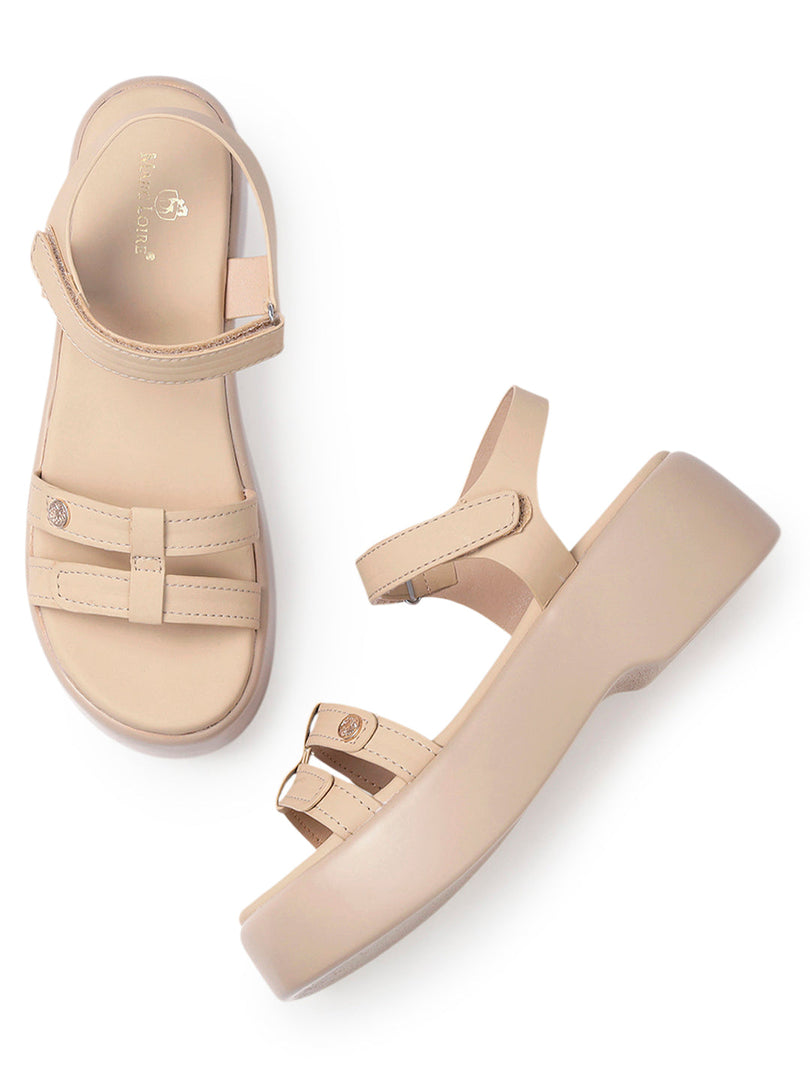 Marc Loire Womes Cream Casual Backstrap Fashion Sandals Heels