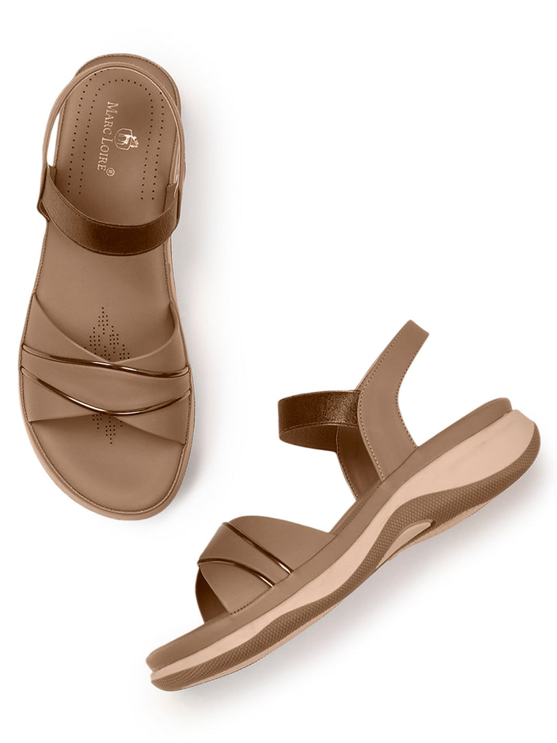 Marc Loire Womes Beige Casual Backstrap Fashion Sandals Heels