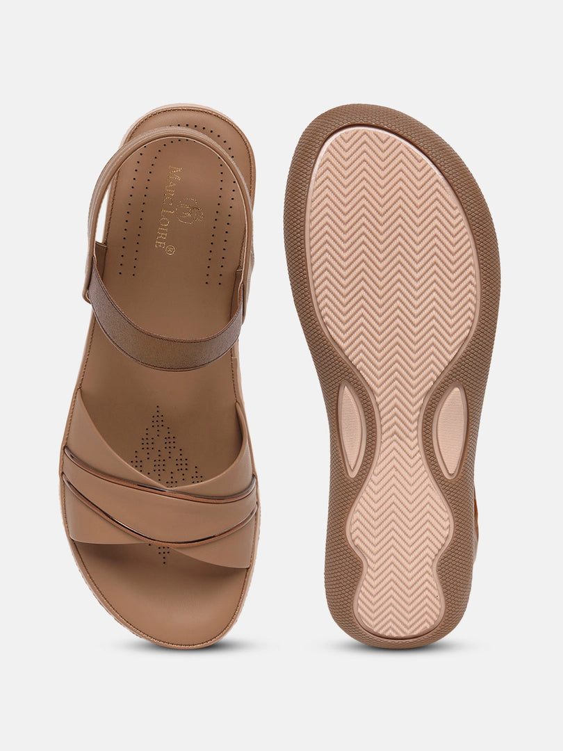 Marc Loire Womes Beige Casual Backstrap Fashion Sandals Heels