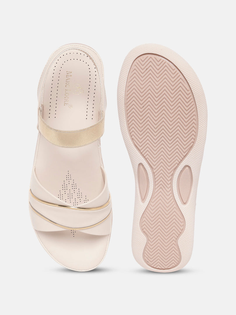 Marc Loire Womes Cream Casual Backstrap Fashion Sandals Heels