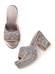 Marc Loire Womes Copper Wedge Party Sandals Heels