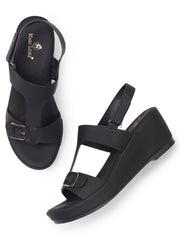 Marc Loire Womes Black Casual Backstrap Fashion Sandals Heels