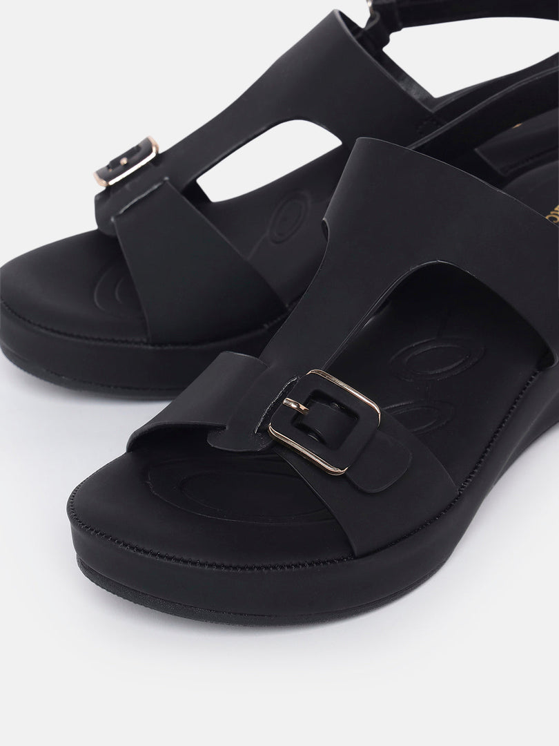 Marc Loire Womes Black Casual Backstrap Fashion Sandals Heels