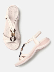 Marc Loire Womens Cream Casual Round Toe Flats