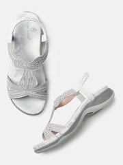 Marc Loire Womens Silver Party Round Toe Flats