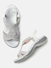 Marc Loire Womens Silver Party Round Toe Flats