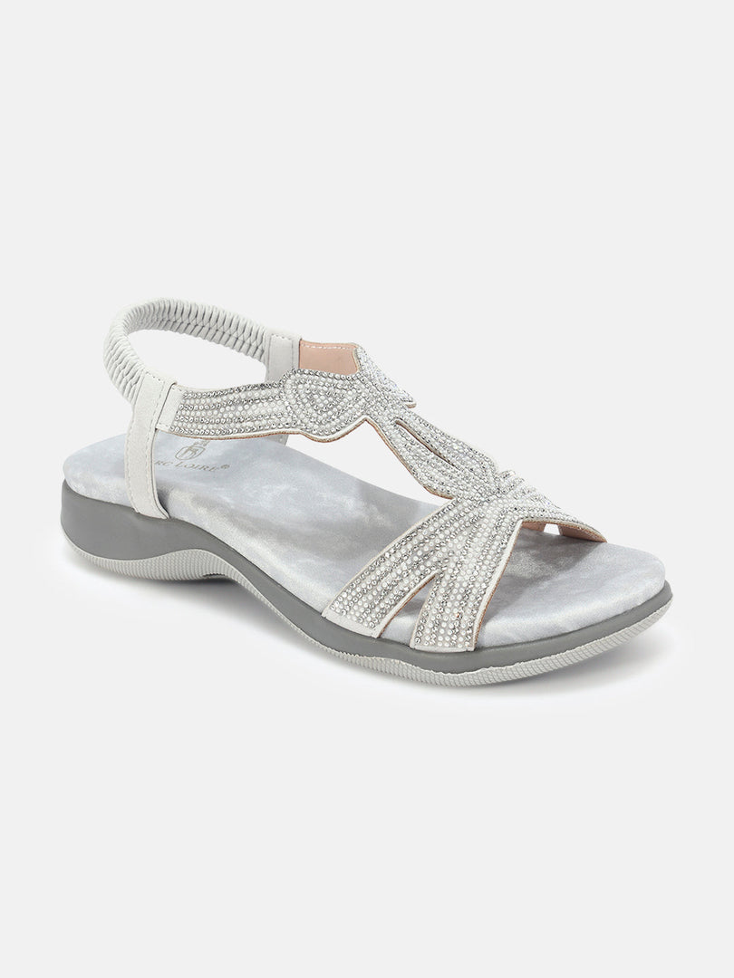 Marc Loire Womens Silver Party Round Toe Flats