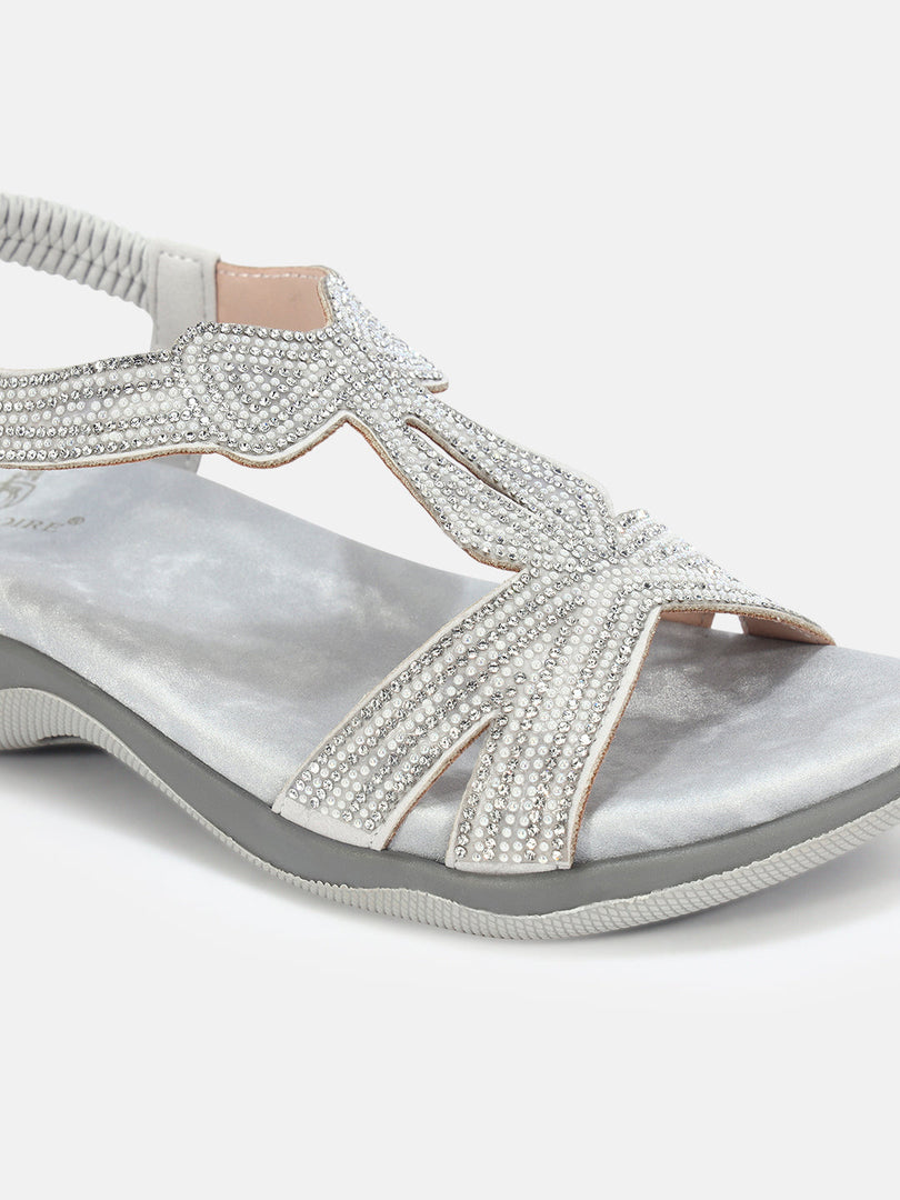 Marc Loire Womens Silver Party Round Toe Flats