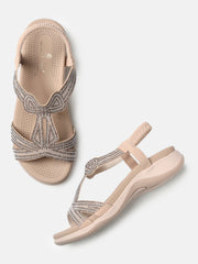Marc Loire Womens Nude Party Round Toe Flats