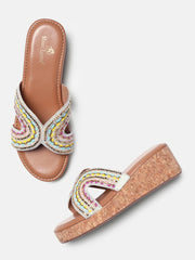 Marc Loire Womens Gold Ethnic Wedge Sandals Heels