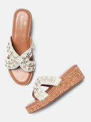 Marc Loire Womens Gold Ethnic Wedge Sandals Heels