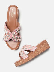 Marc Loire Womens Rose Gold Ethnic Wedge Sandals Heels