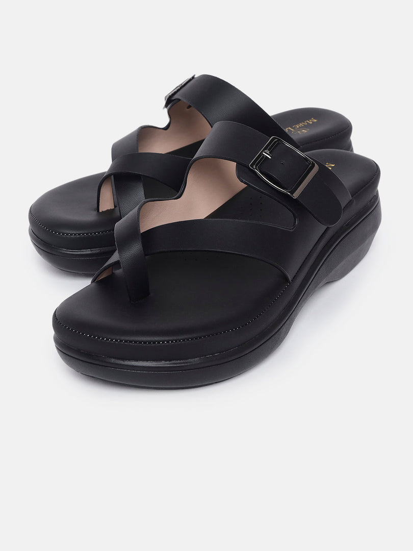 Marc Loire Women Black Casual Open Back Fashion Sandals Heels